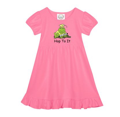 Hop To It Short Sleeve Ruffle Dress