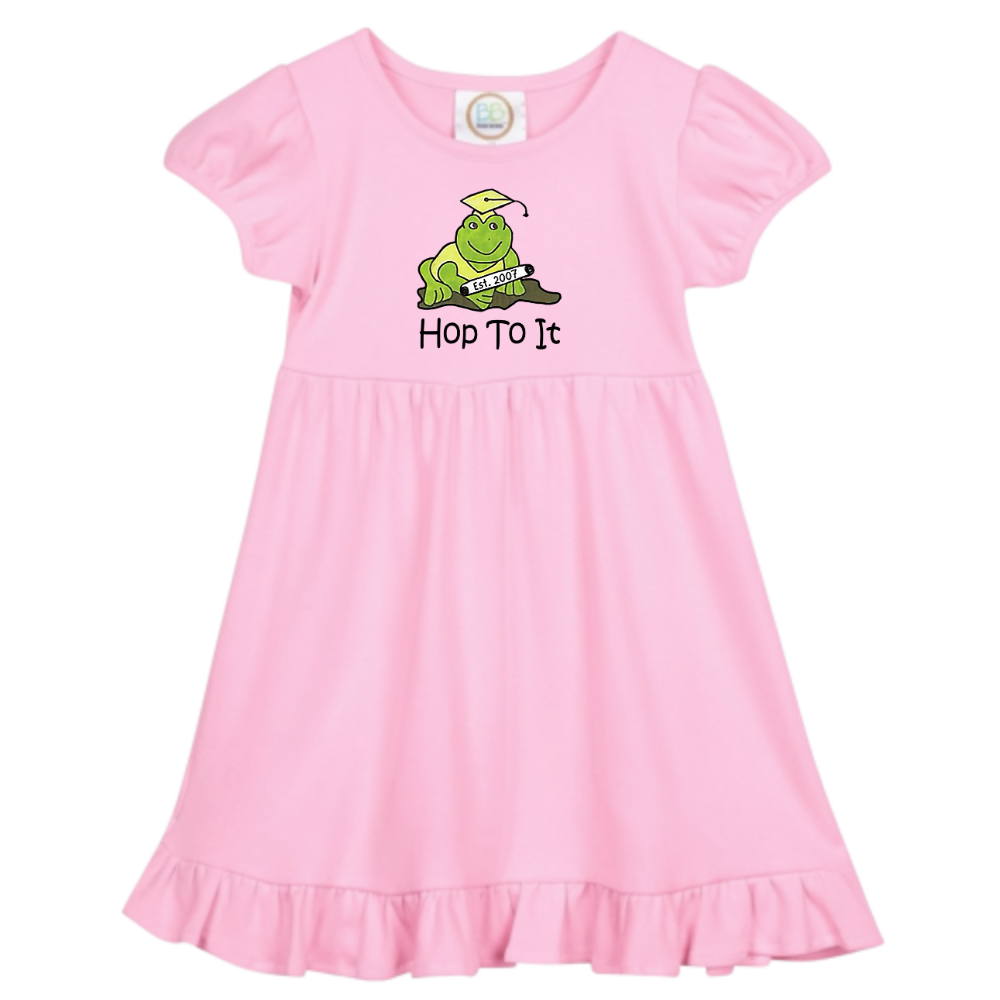 Hop To It Short Sleeve Ruffle Dress