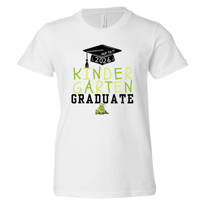 Hop To It 2026 Kindergarten Graduate White Tee (Name On Back)
