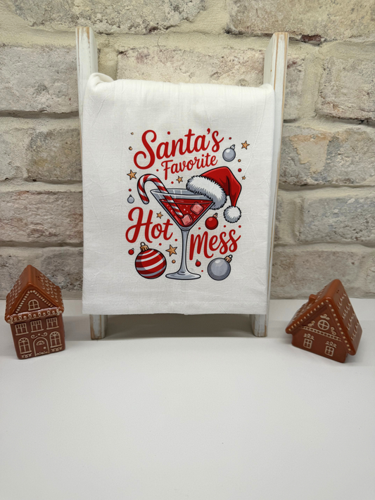 Santa's Favorite Hot Mess Tea Towel
